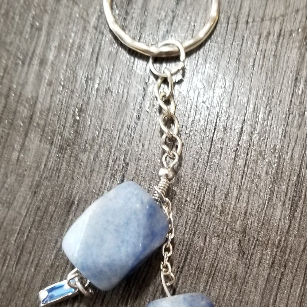 Blue Lace Agate Gemstone Keychain